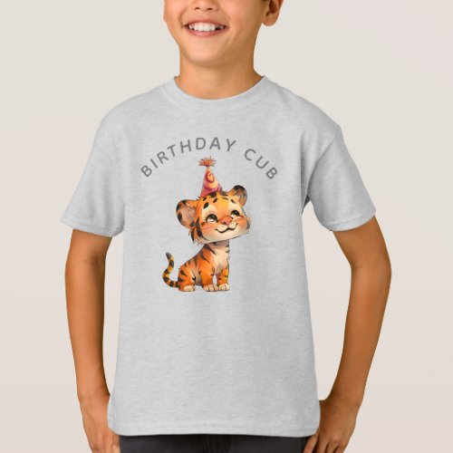 Sweet orange tiger kidâs birthday celebration  T_Shirt