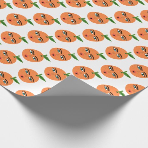 Sweet Orange Whimsical Pattern Gift Wrapping Paper