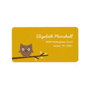 Sweet Owl Address Label (Mustard)