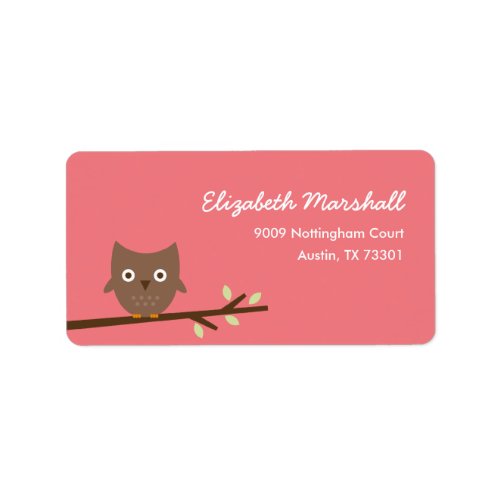 Sweet Owl Address Label Pink