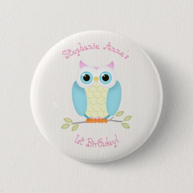 Sweet Owl Birthday Button (Front)