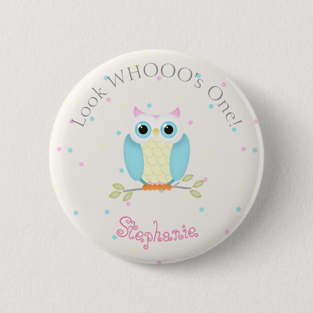 Sweet Owl Birthday Button (Front)