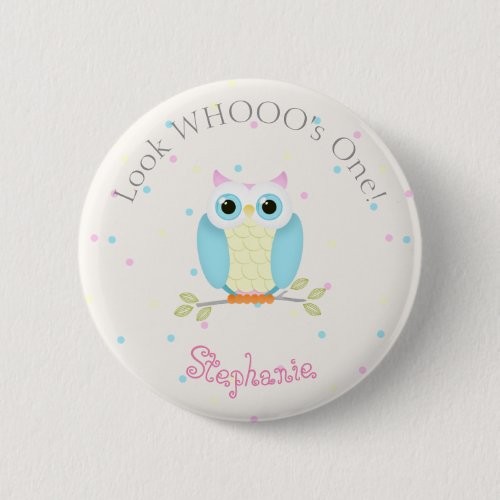 Sweet Owl Birthday Button