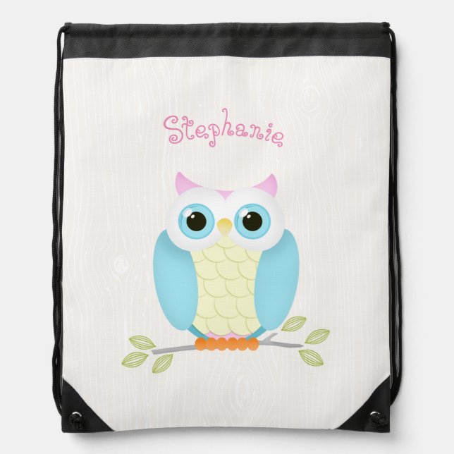 Sweet Owl Birthday Drawstring Bag (Front)
