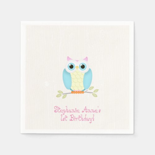 Sweet Owl Birthday Napkins