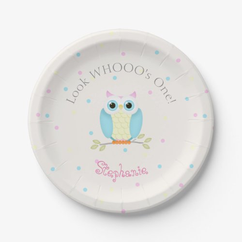 Sweet Owl Birthday Paper Plates