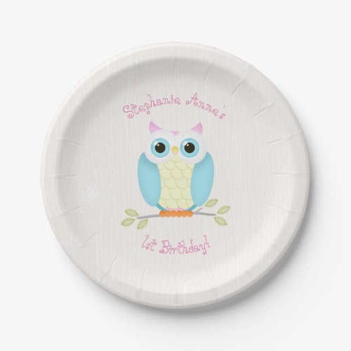 Sweet Owl Birthday Paper Plates