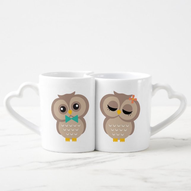 Sweet Owl Couple Coffee Mug Set (Back Nesting)