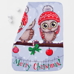 Sweet Owl in Christmas Baby Blanket