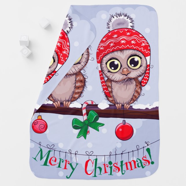 Sweet Owl in Christmas Baby Blanket (In Situ)