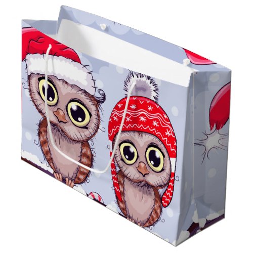 Sweet Owl in Christmas Large Gift Bag