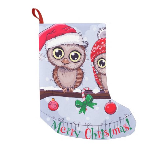 Sweet Owl in Christmas Small Christmas Stocking