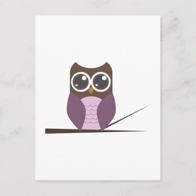 Sweet Owl on Branch Postcard (Front)