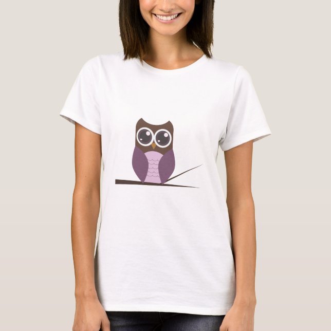Sweet Owl on Branch T-Shirt (Front)