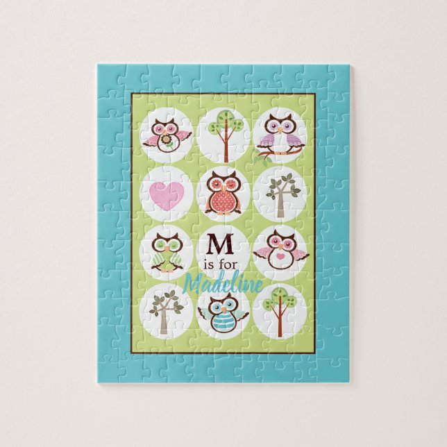 Sweet Owl Sampler Personalized Jigsaw Puzzle (Vertical)