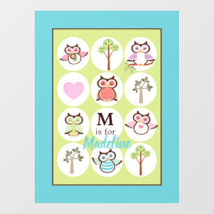 Sweet Owl Sampler Personalized Wall Decal