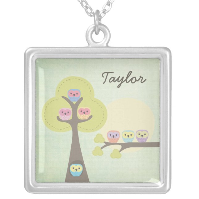 Sweet Owls Girls Name Necklace (Front)