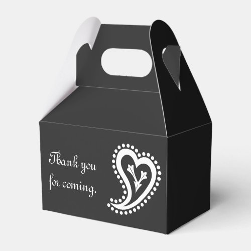 Sweet Paisley Hearts in Black Favor Box