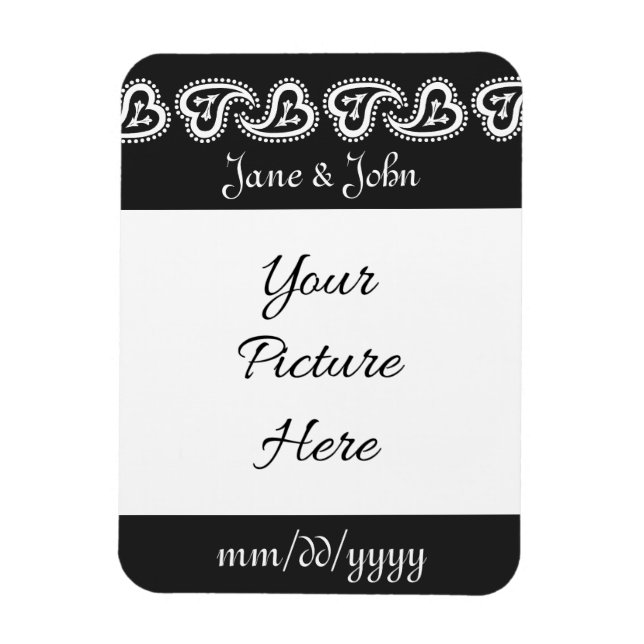 Sweet Paisley Hearts in Black Save-the-Date Magnet (Vertical)