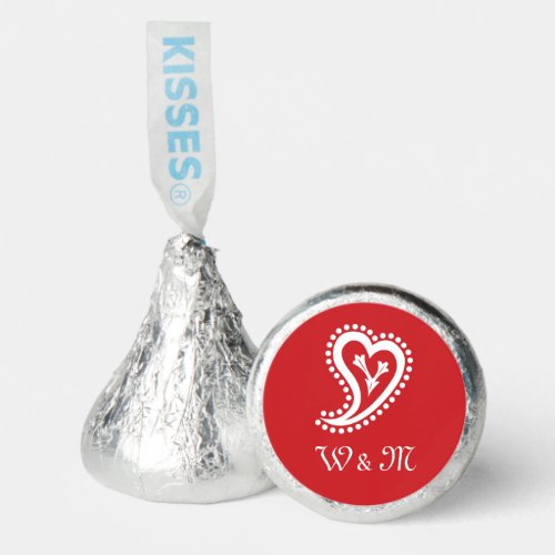 Sweet Paisley Hearts in Cherry  Hersheys Kisses