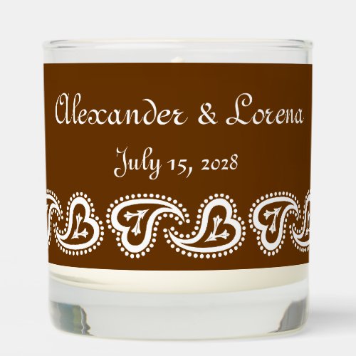 Sweet Paisley Hearts in Chocolate Brown Scented Candle