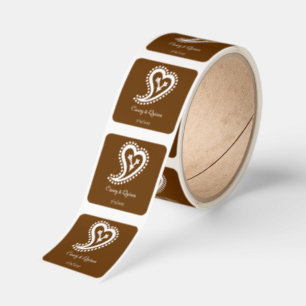 Sweet Paisley Hearts in Chocolate Wedding Square Sticker
