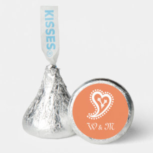 Sweet Paisley Hearts in Coral Hershey®'s Kisses®
