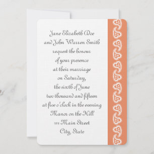 Sweet Paisley Hearts in Coral Wedding Invitation
