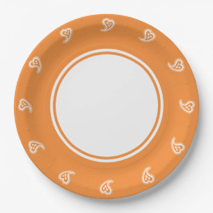 Sweet Paisley Hearts in Orange Paper Plate