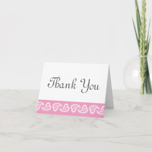 Sweet Paisley Hearts in Petal Pink Thank You Card (Front)