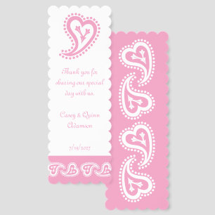 Sweet Paisley Hearts in Petal Pink Wedding Favor Bookmarks