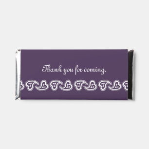 Sweet Paisley Hearts in Purple Hershey Bar Favors