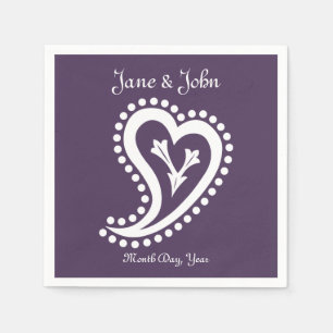 Sweet Paisley Hearts in Purple Napkins