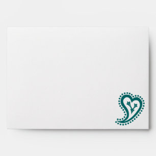 Sweet Paisley Hearts in Teal Envelopes