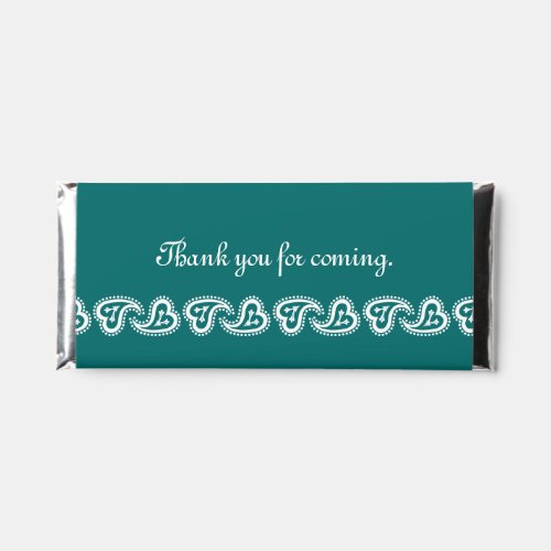Sweet Paisley Hearts in Teal Hershey Bar Favors