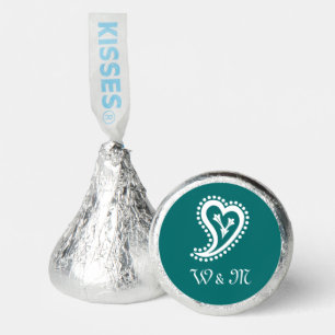 Sweet Paisley Hearts in Teal Hershey®'s Kisses®