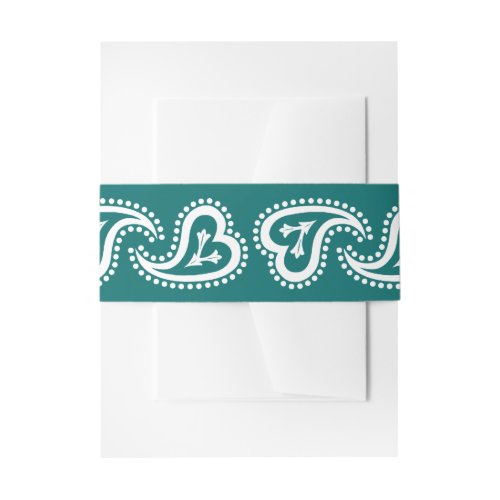 Sweet Paisley Hearts in Teal Invitation Belly Band
