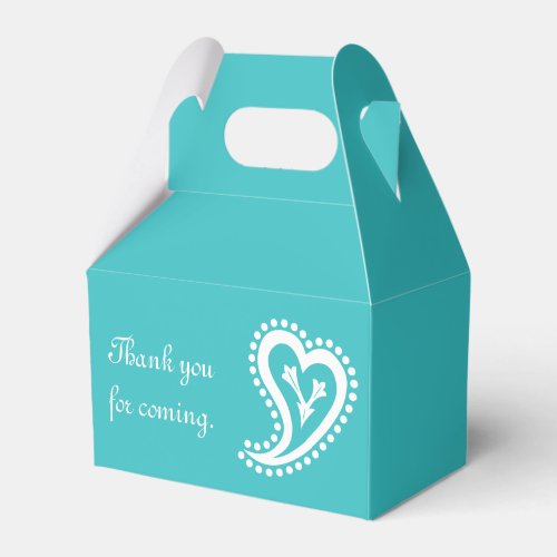 Sweet Paisley Hearts in Turquoise Favor Box