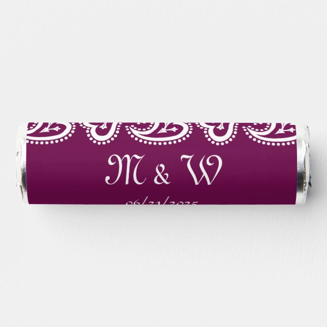 Sweet Paisley Hearts in Wine Breath Savers® Mints (Front)