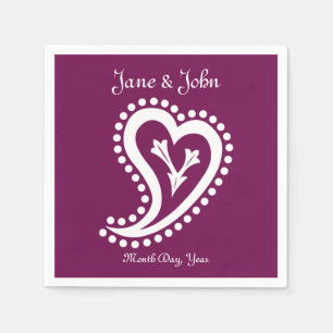 Sweet Paisley Hearts in Wine Napkins