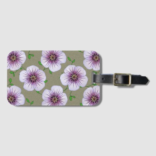 Sweet Pale Blue Geranium Flowers on any Color Luggage Tag