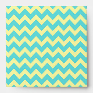 Sweet Pale Teal Blue and Yellow Chevron Pattern Envelope