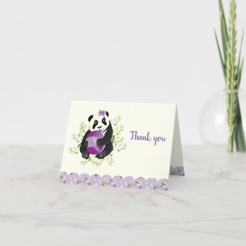 Sweet Panda Baby Shower Birthday Violet Purple Tha Thank You Card