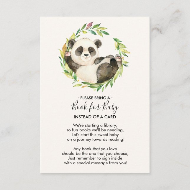 Sweet Panda Baby Shower Book for Baby Card (Front)