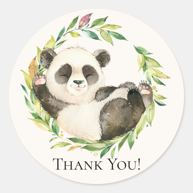 Sweet Panda Baby Shower Thank You Favor Sticker (Front)