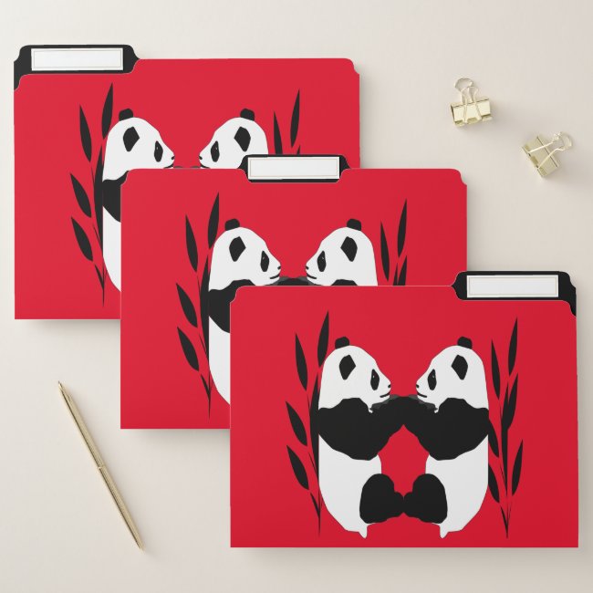 Sweet Panda Bear Animals Red File Folders