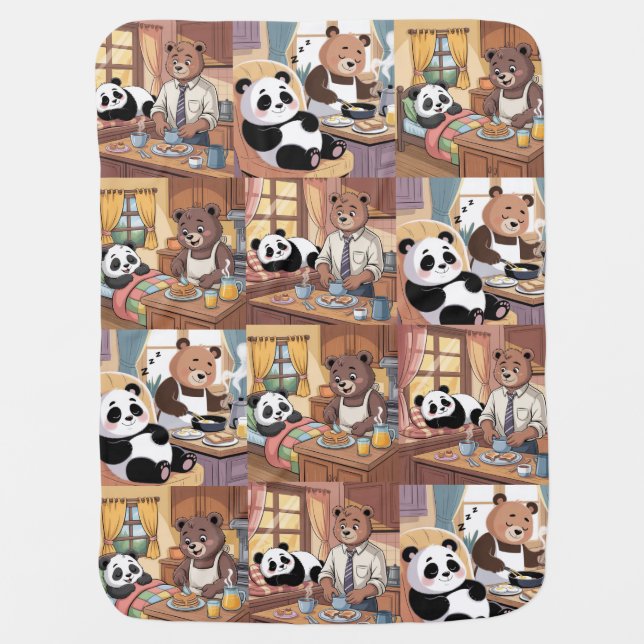 Sweet Panda & Bear Baby Blanket – Warm and Cozy An (Front)