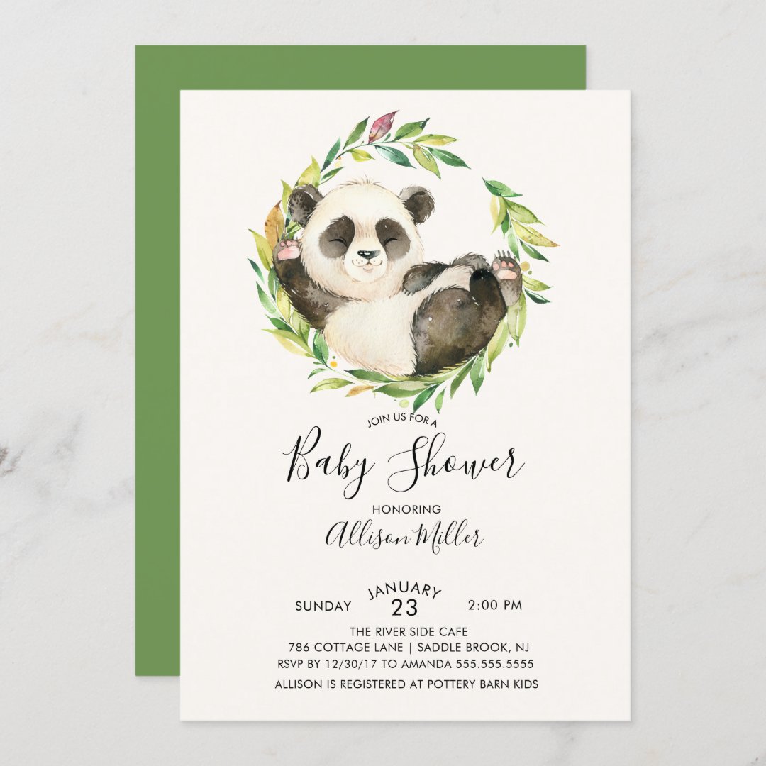 Sweet Panda Bear Baby Shower Invitation | Zazzle