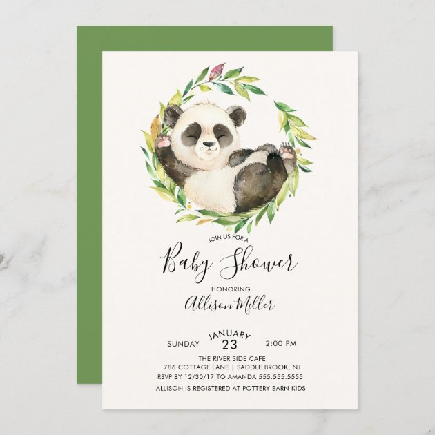 Panda bear baby shops shower invitations