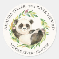 Sweet Panda Bear Baby Shower Return Address Label